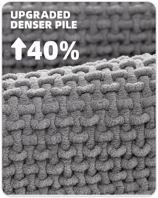 Unyqoos® Grijze badmat van chenille voor badkamer, douche en badkuip, 60 x 90 cm