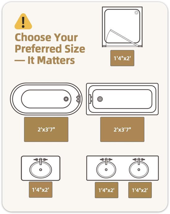 Unyqoos® Beige wasbare badmat met antislip voor badkamer en douche