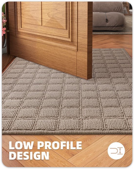 Unyqoos® Stijlvolle en Functionele Deurmat voor Binnengebruik, Absorberend en Antislip Ontwerp, 61 x 92 cm, Kaki