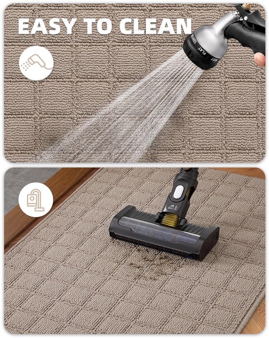 Unyqoos® Stijlvolle en Functionele Deurmat voor Binnengebruik, Absorberend en Antislip Ontwerp, 61 x 92 cm, Kaki
