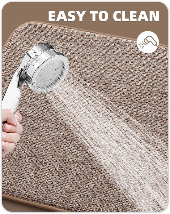 Unyqoos® Super absorberende antislip badmat van gelamineerd traagschuim voor badkamer en douche, 50 x 80 cm, grijs-kaki