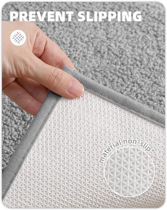 Unyqoos® Zachte Microvezel Badmat met Antislip en Hoge Waterabsorptie voor Badkamer, 40 x 60 cm, Lichtgrijs
