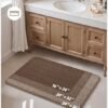 Unyqoos® Super absorberende antislip badmat van gelamineerd traagschuim voor badkamer en douche, 50 x 80 cm, grijs-kaki
