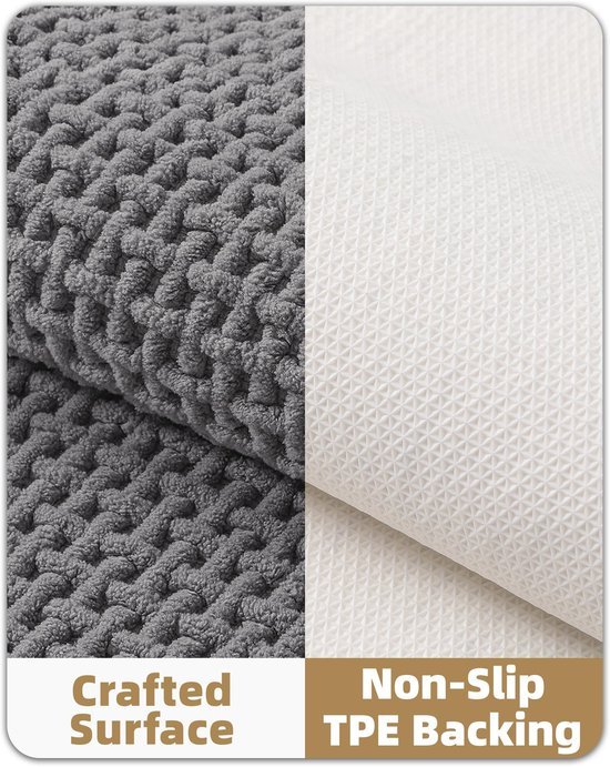 Unyqoos® Grijze badmat van chenille voor badkamer, douche en badkuip, 60 x 90 cm