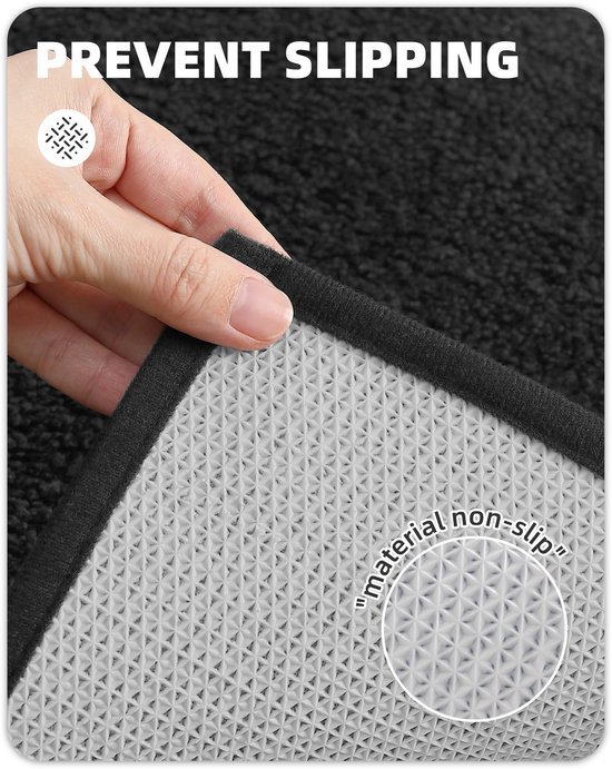 Unyqoos® Zwarte zachte badmat met antislip en waterabsorberend microvezelmateriaal