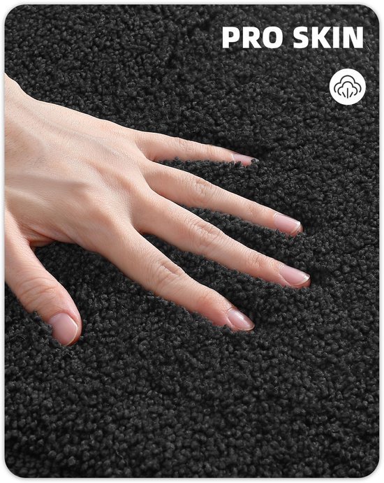 Unyqoos® Zwarte zachte badmat met antislip en waterabsorberend microvezelmateriaal