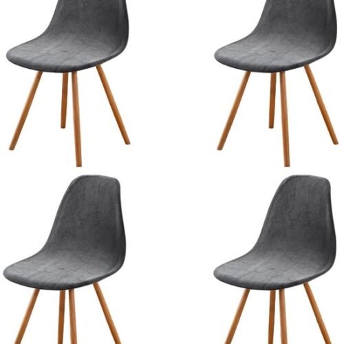 Unyqoos® Set van 4 elegante grijze fluwelen stoelhoezen voor een stijlvolle eetkamer