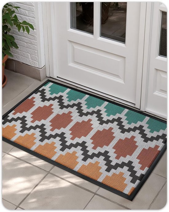 Unyqoos® Kleine deurmat met antislip en vuilopvang voor binnen en buiten gebruik, 32x59 cm