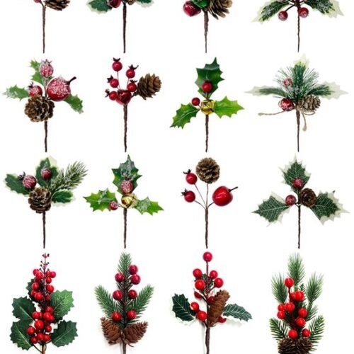 550x691-40.jpg Unyqoos® Set van 16 kunstmatige kersttakken met rode bessen voor decoratie