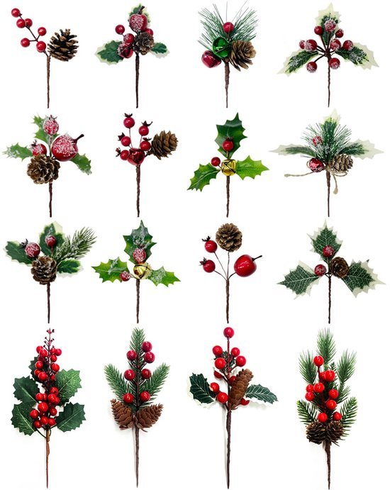 550x691-40.jpg Unyqoos® Set van 16 kunstmatige kersttakken met rode bessen voor decoratie