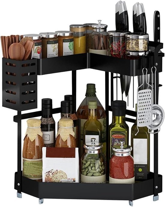 550x691-43.jpg Unyqoos® Ruimtebesparend Keuken Hoekrek met Veelzijdige Opbergmogelijkheden voor Kruiden en Keukengerei