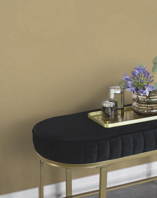 Unyqoos® Glanzrijke gouden vliesbehangrol met structuur voor elk interieur