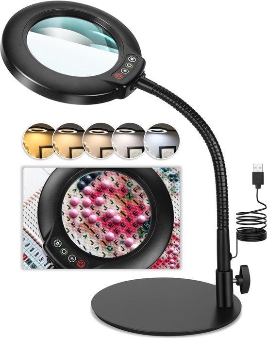 550x696-5.jpg Unyqoos® Verstelbare LED-verlichte vergrootglaslamp met flexibele zwanenhals en standaard
