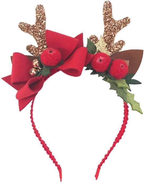 Unyqoos® Schattig rendier haarband met strik voor feestelijke kerstsfeer