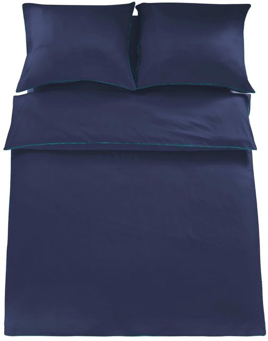 Unyqoos® Luxe tweedelige beddengoedset van katoen-microvezel in marineblauw 135 x 200