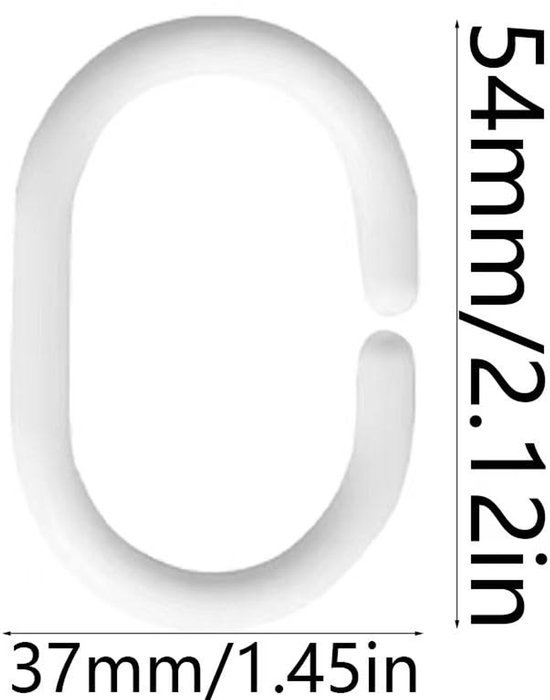 Unyqoos® Set van 12 C-vormige kunststof ringen voor douchegordijn