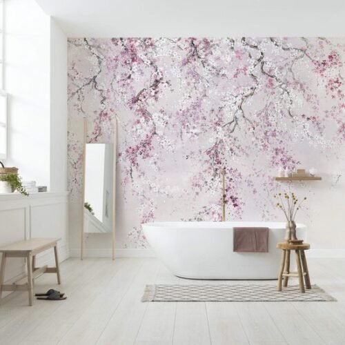 550x701-14.jpg Unyqoos® Vliesbehang met Kersenbloesem Print voor Woonkamer of Slaapkamer Decoratie