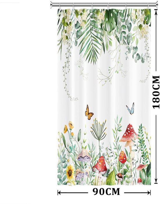 Unyqoos® Stijlvol en Functioneel Waterdicht Douchegordijn met Uniek Eucalyptus en Vlinderontwerp