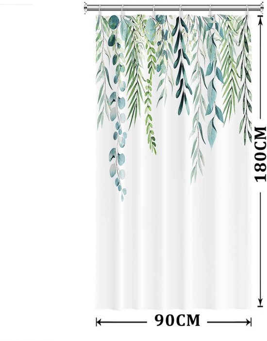 Unyqoos® Stijlvol Groen Blad Douchegordijn met Eucalyptusmotief voor Moderne Badkamerinrichting