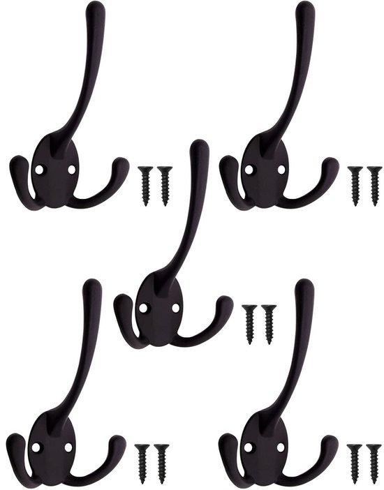 550x702-12.jpg Unyqoos® Set van 5 zwarte wandhaken in vintage stijl voor veelzijdig gebruik