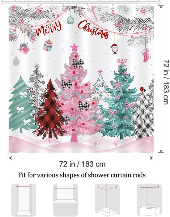 Unyqoos® Feestelijk douchegordijn met kerstmotief voor een gezellige badkamer