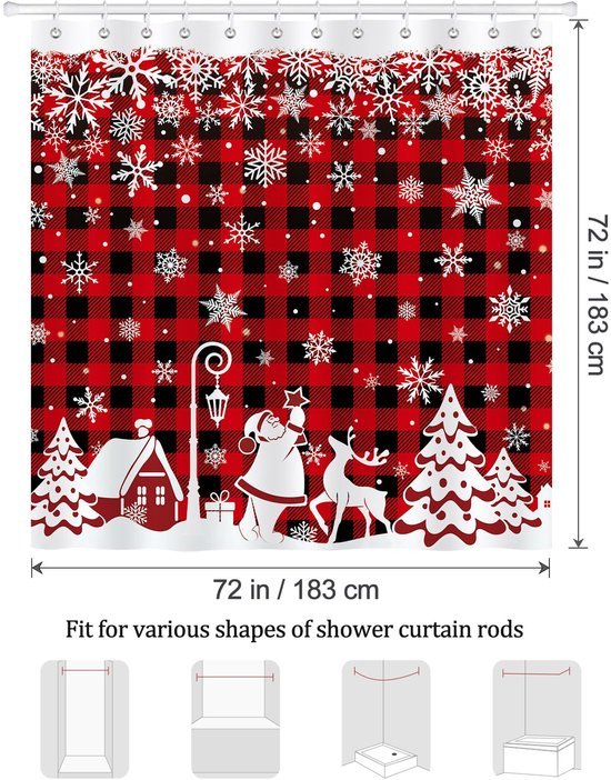 550x702-7.jpg Unyqoos® Waterdicht douchegordijn met winterse kerstprint en sneeuwvlokkenontwerp