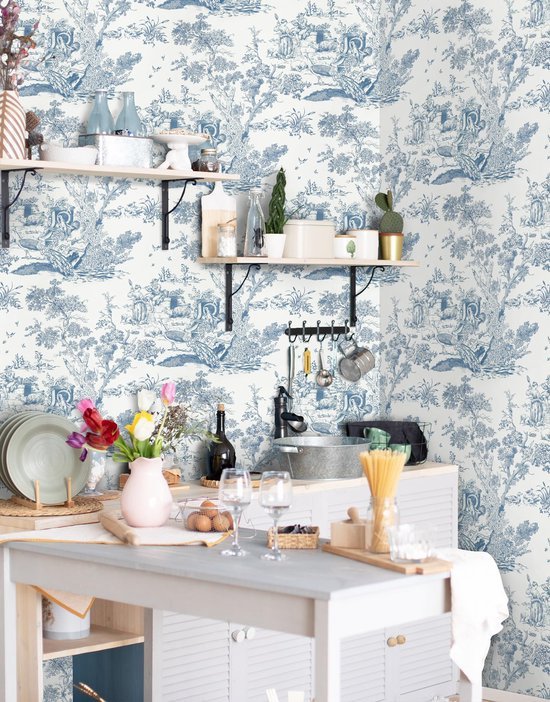 550x702-9.jpg Unyqoos® Zelfklevend blauw-wit behang met dierenmotief voor diverse interieurtoepassingen