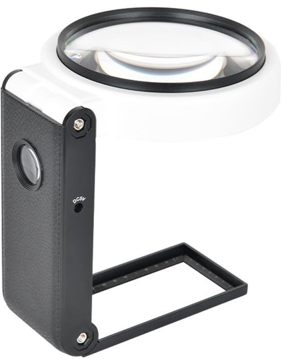 Unyqoos® Opvouwbaar vergrootglas met LED-verlichting en standaard voor nauwkeurige inspectie