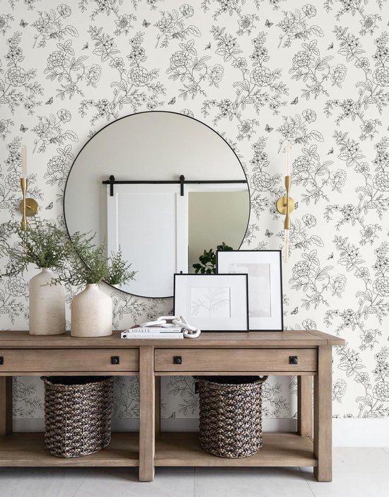 Unyqoos® Decoratieve zelfklevende bloemenbehangfolie voor meubels en muren 44 cm x 10 m