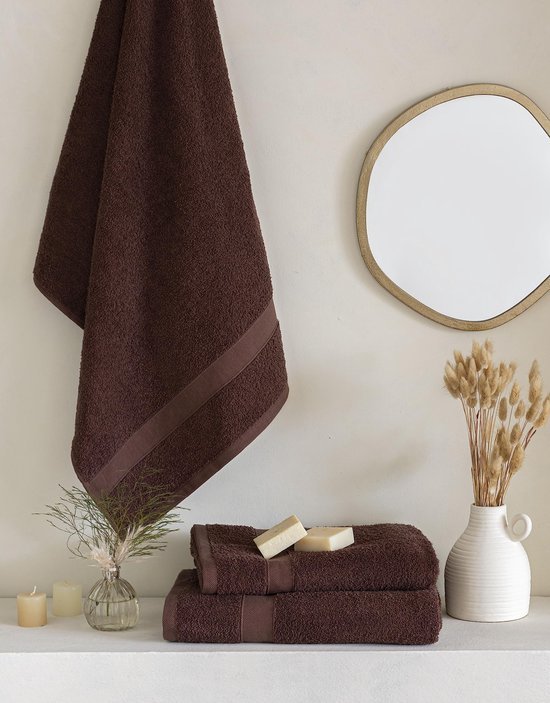 Unyqoos® Set van Luxe Douchehanddoeken in Chocoladetinten, Extra Zacht en Absorberend, 70x140 cm