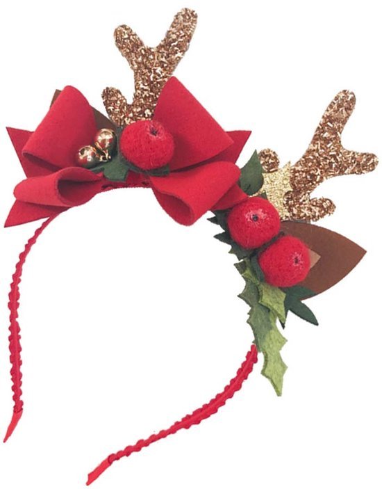 Unyqoos® Schattig rendier haarband met strik voor feestelijke kerstsfeer