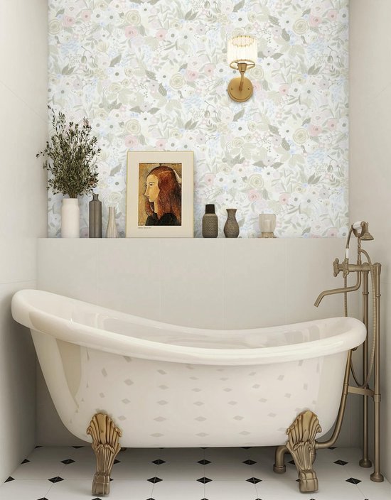 Unyqoos® Vintage Bloemenbehang Zelfklevend Vinyl voor Diverse Interieurtoepassingen, 44 x 300 cm, Beige