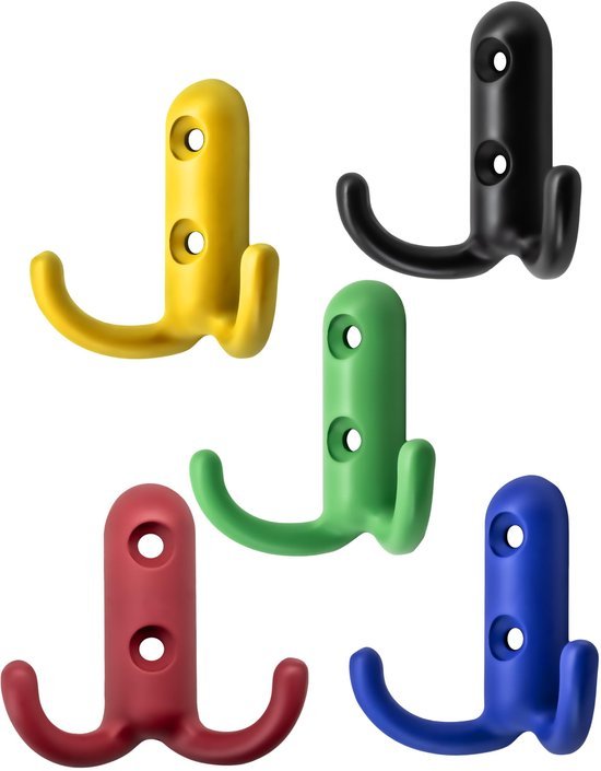 550x705-18.jpg Unyqoos® Set van vijf kleurrijke dubbele haken voor kinderkamers en kleuterscholen