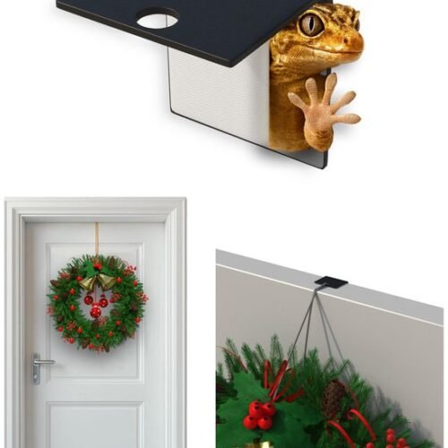 Unyqoos® Onzichtbare zwarte deurhaak voor kransen en decoraties zonder boren