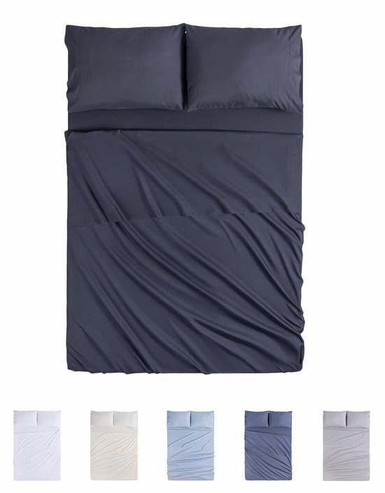 Unyqoos® Vierdelig Beddengoedset met Spannlaken en Kussenslopen van Microvezel