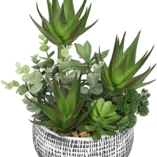 Unyqoos® Decoratieve kunstvetplanten in keramische pot voor huis en kantoor, groente, 29 cm