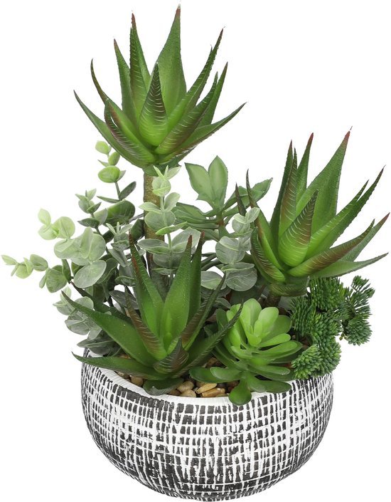 Unyqoos® Decoratieve kunstvetplanten in keramische pot voor huis en kantoor, groente, 29 cm