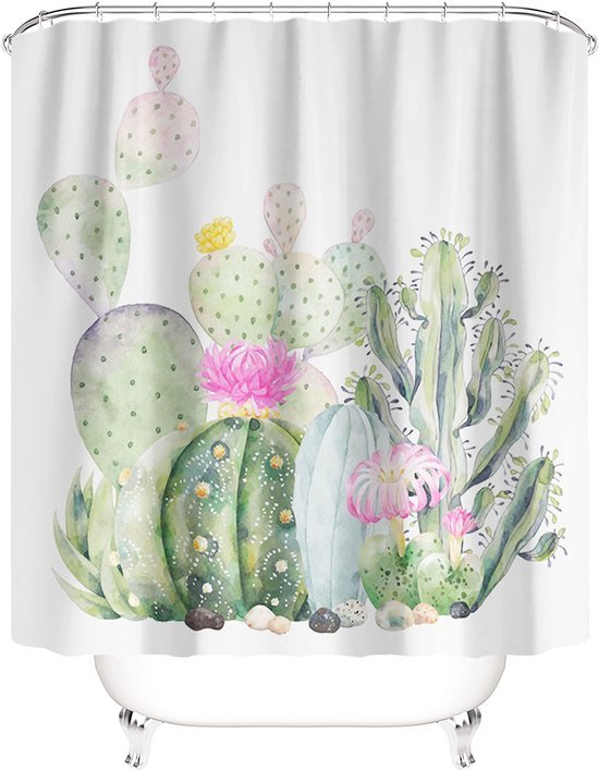550x707-1.jpg Unyqoos® Doucheschilderij met Cactussen en Bloemen voor een Tropische Badkamerervaring