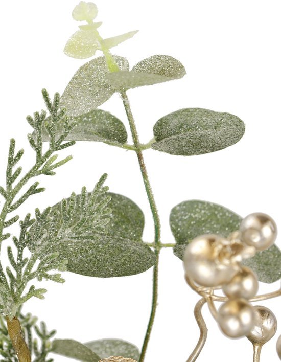 Unyqoos® Kersttafeldecoratie met kunstconiferen en natuurlijke elementen in jute pot