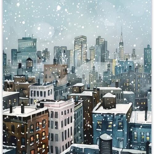 550x708-17.jpg Unyqoos® Grote muurposter met winterse stadsgezichten van New York voor woonkamer