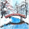 Unyqoos® Grote wanddecoratie met Japans winterlandschap voor woonkamer of kantoor