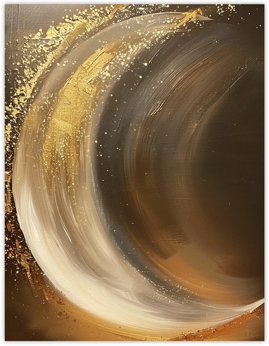 Unyqoos® Abstracte Muurkunst Poster in Goud en Oranje voor Woonkamer Decoratie, grijs-goud-oranje