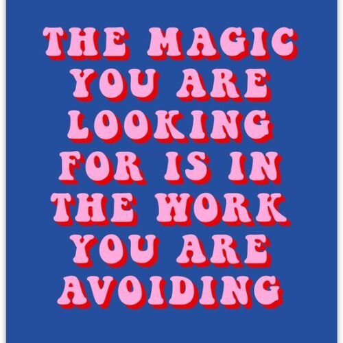 Unyqoos® Grote decoratieve poster met inspirerend citaat in roze en blauw, roze-blauw
