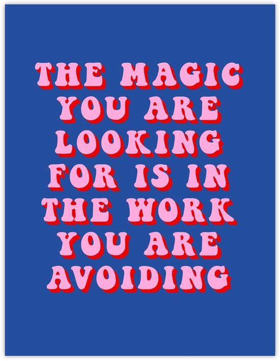 Unyqoos® Grote decoratieve poster met inspirerend citaat in roze en blauw, roze-blauw