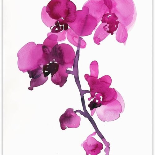 Unyqoos® Abstracte Bloemen Waterverf Poster voor Woonkamer in Grote Formaat, roze-wit