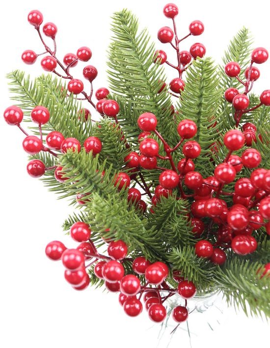 550x708-8.jpg Unyqoos® Set van 20 Decoratieve Rode Bessen Takken voor Kerstboom en Creatief Handwerk