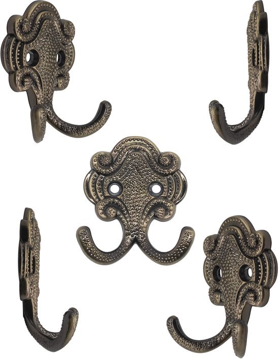 550x709-2.jpg Unyqoos® Set van 5 klassieke dubbele haken in antiek bronzen ontwerp voor veelzijdig gebruik