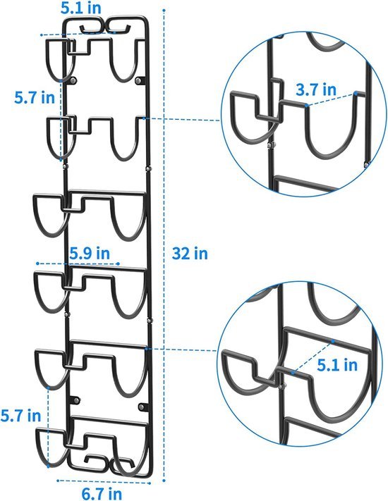 Unyqoos ® Ruimtebesparende Handdoekhouder voor Wandmontage met 6 Praktische Opbergniveaus in Modern Zwart Design