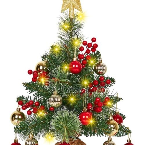 Unyqoos® Compacte Kunstkerstboom Met Verlichting en Decoraties Voor Binnen en Buiten