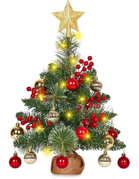 Unyqoos® Compacte Kunstkerstboom Met Verlichting en Decoraties Voor Binnen en Buiten